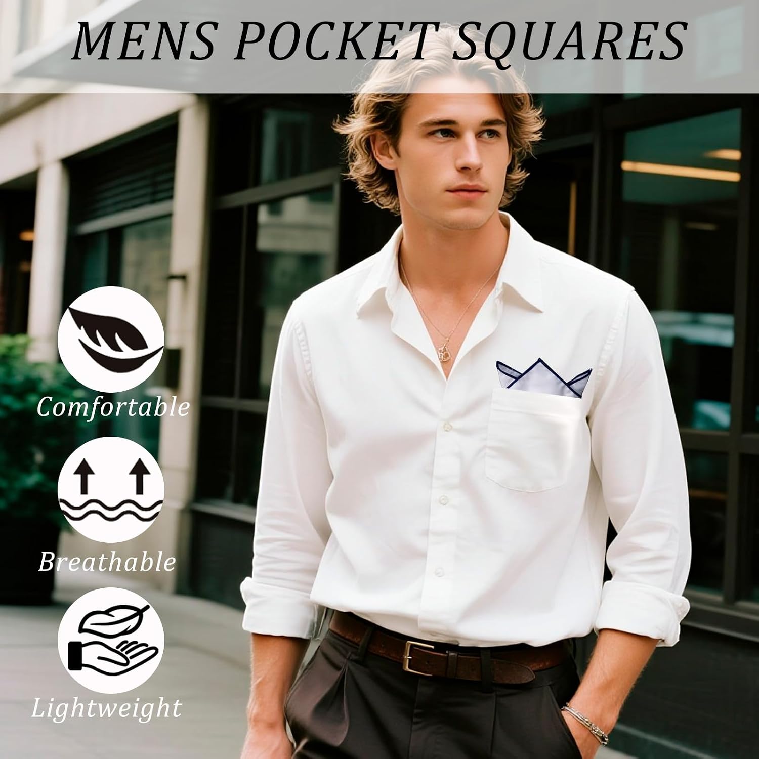 Cotton Pocket Squares for Men White Mens Handkerchiefs Hankies