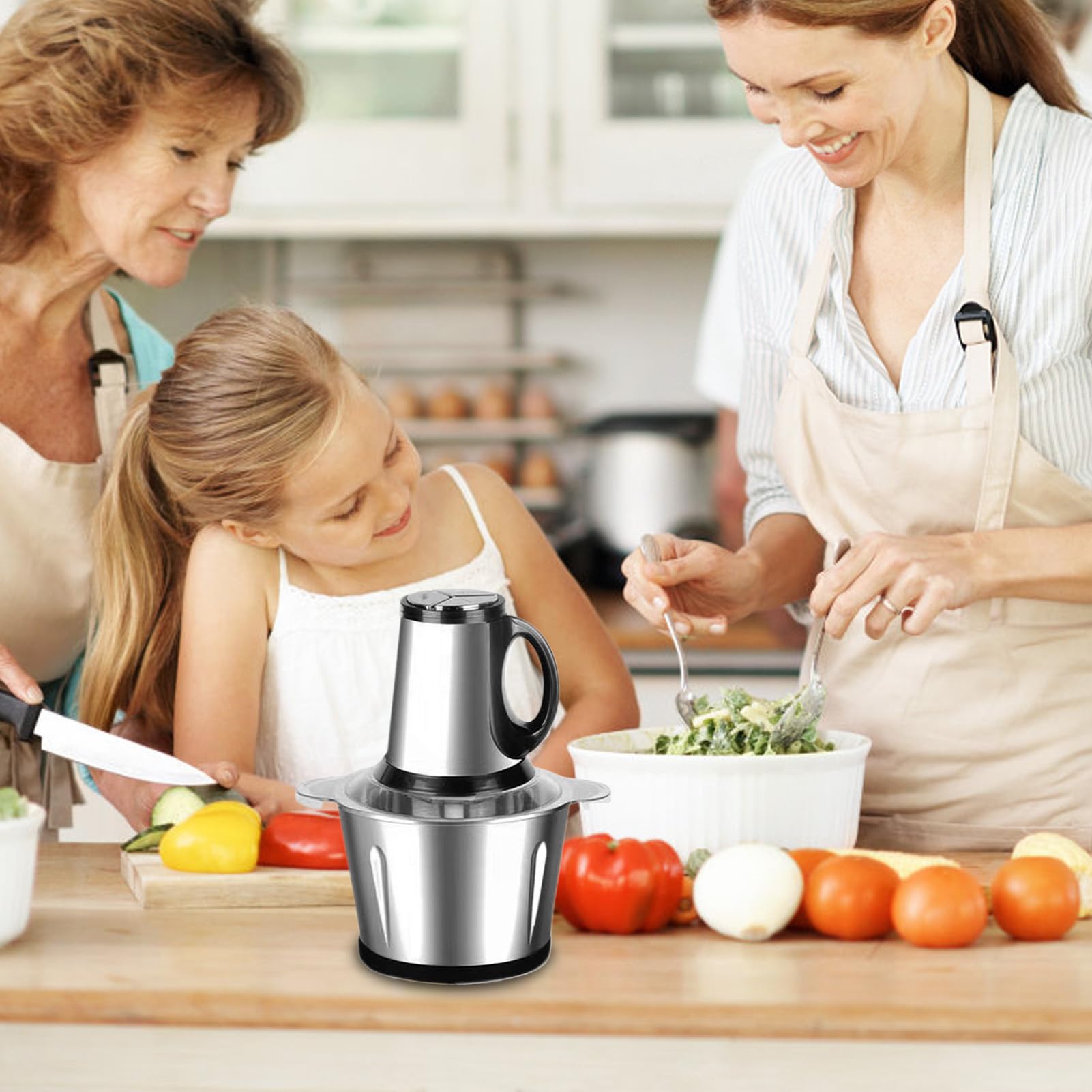 Picadora Eléctrica Para Verduras Acero Inoxidable Portátil Ajo, Frutas