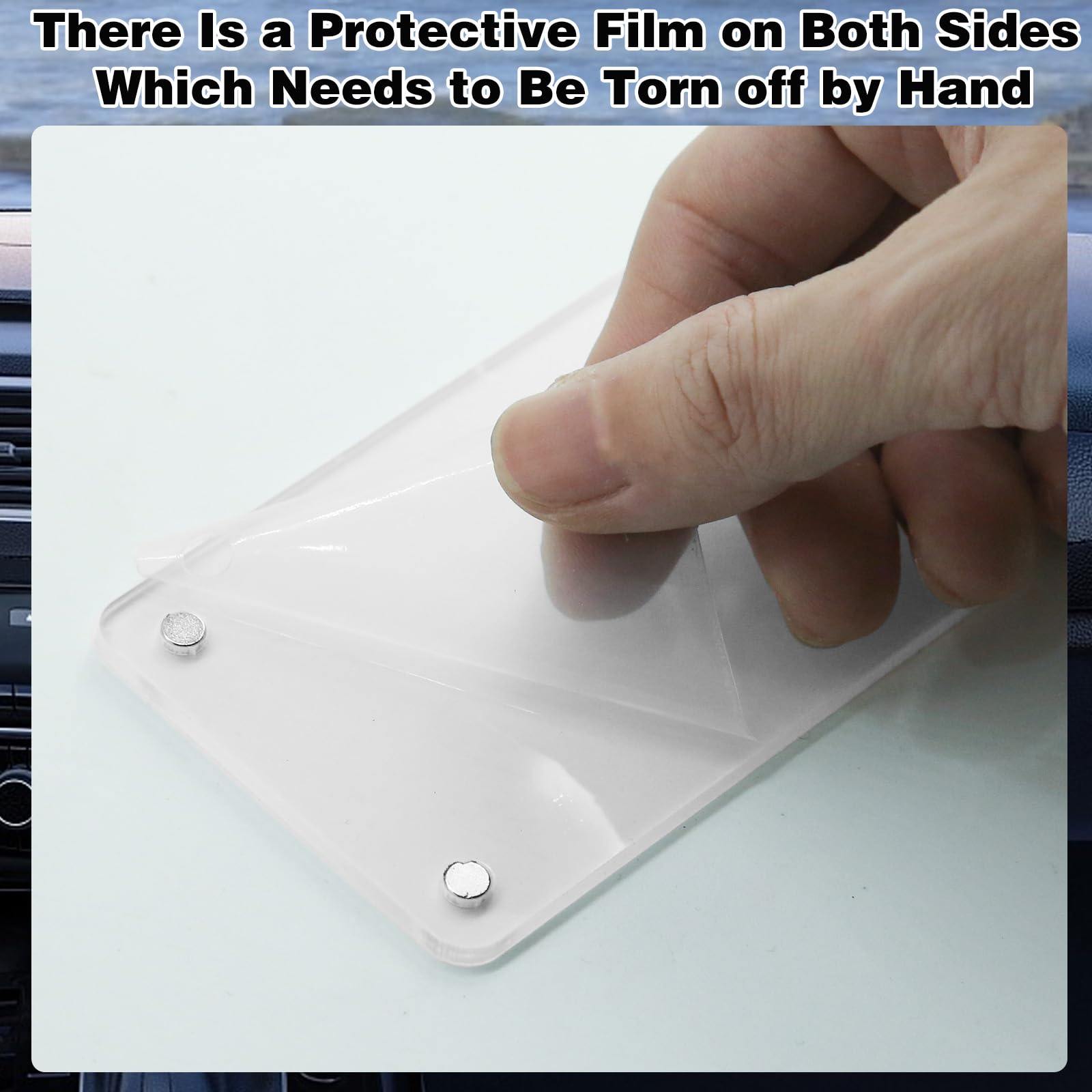 2Pcs Car Picture Holder Acrylic Magnetic Personalized Photo Holder Car Accessories Car Photo Holder Car Visor Clip Personalized — view 5