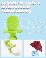 Vista 2 de 6 cucharas de silicona para bebé de primera etapa y tenedor, utensilios para niños pequeños para destete LED, masticables para autoalimentarse