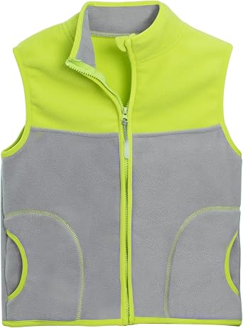 Boys Full Zip Polar Fleece Vest Sleeveless Outwear Warm Jacket with Pockets