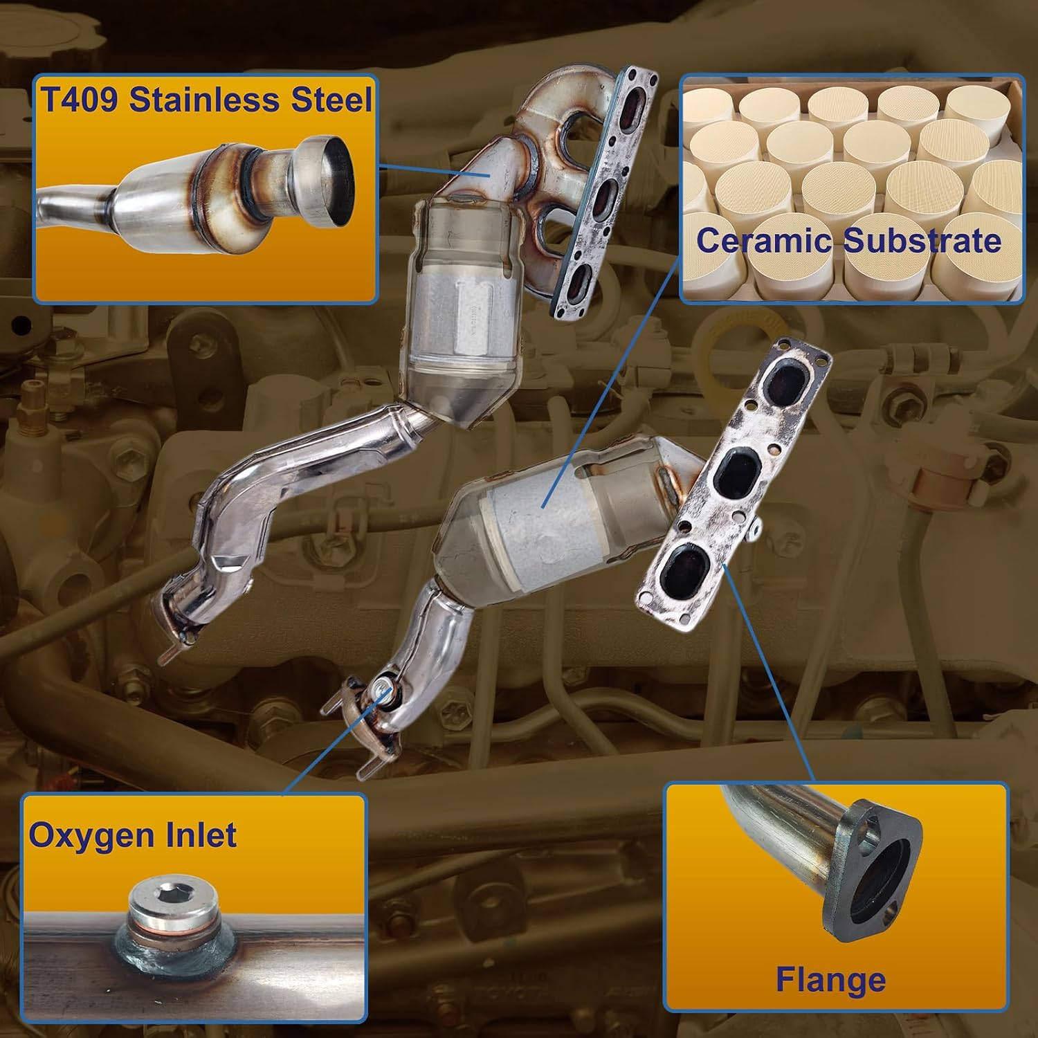 Catalytic Converter Compatible with BMW X5 2001-2006, 525i 2.5L 2001-2003 3.0L Catalytic Convertor (EPA Compliant)