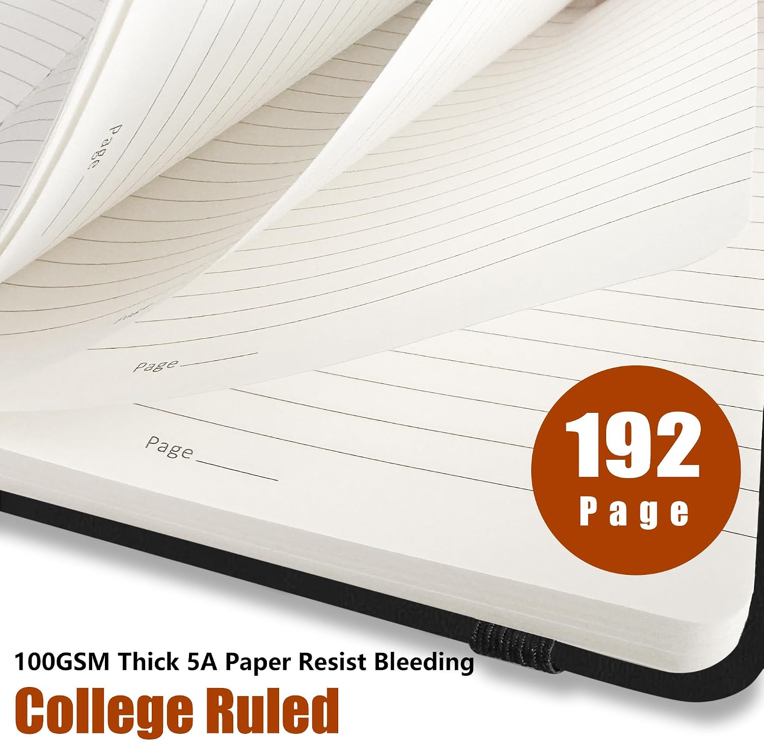Lined Journal Notebook, A5, 192 Pages 100 GSM Thick Paper, Hardcover Leather College Ruled Journal for Writing, Men Women, Journaling, Daily, Work, Office, Home School Business(Black) image 3