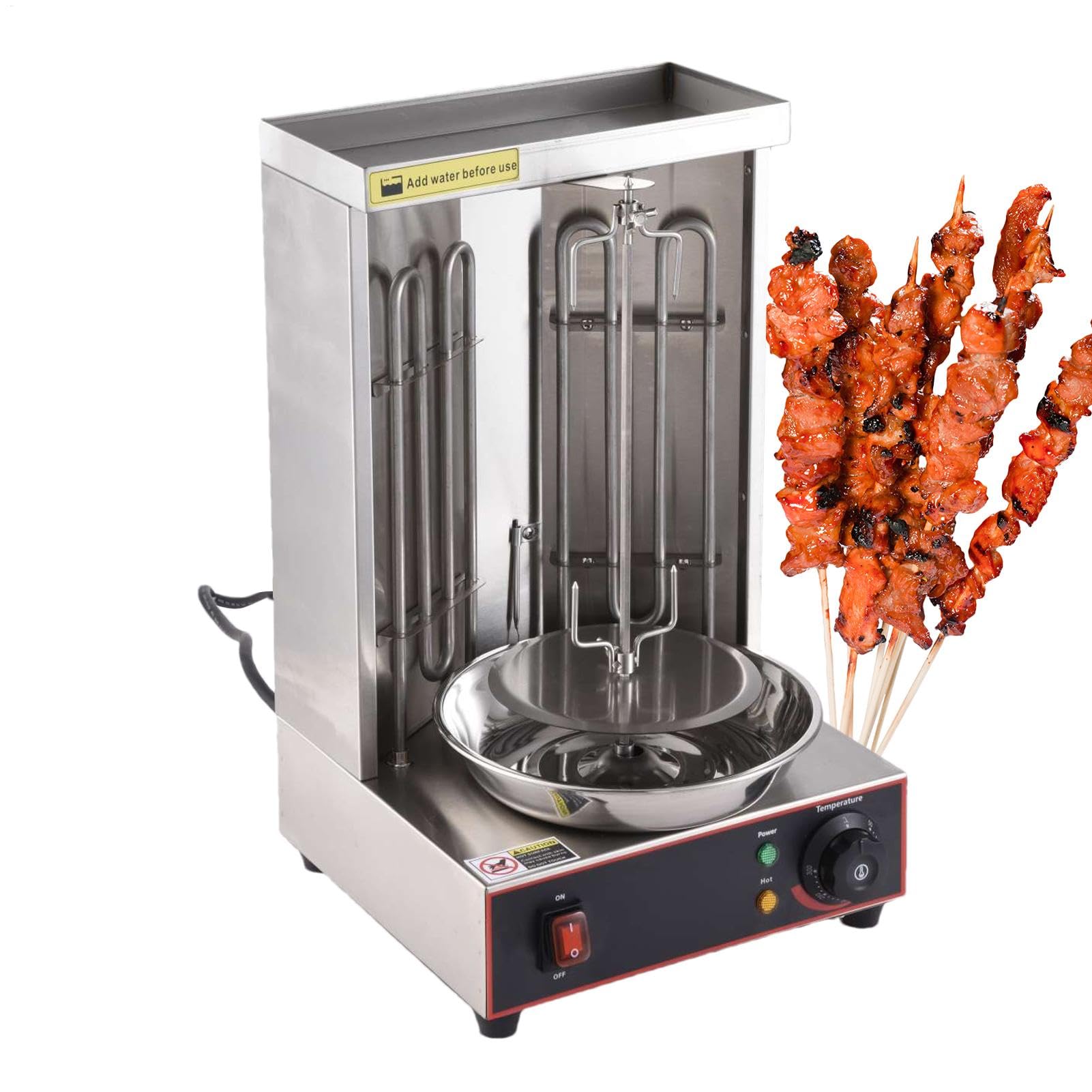Shawarma Grill Machine,Home Electric Vertical Rotisserie with Stainless Steel Drain Pan and Temperature Control Switchs,Countertop Rotating Kebab Oven Rotisserie Gyro Machine,11.61 * 10.43 * 19.09 In
