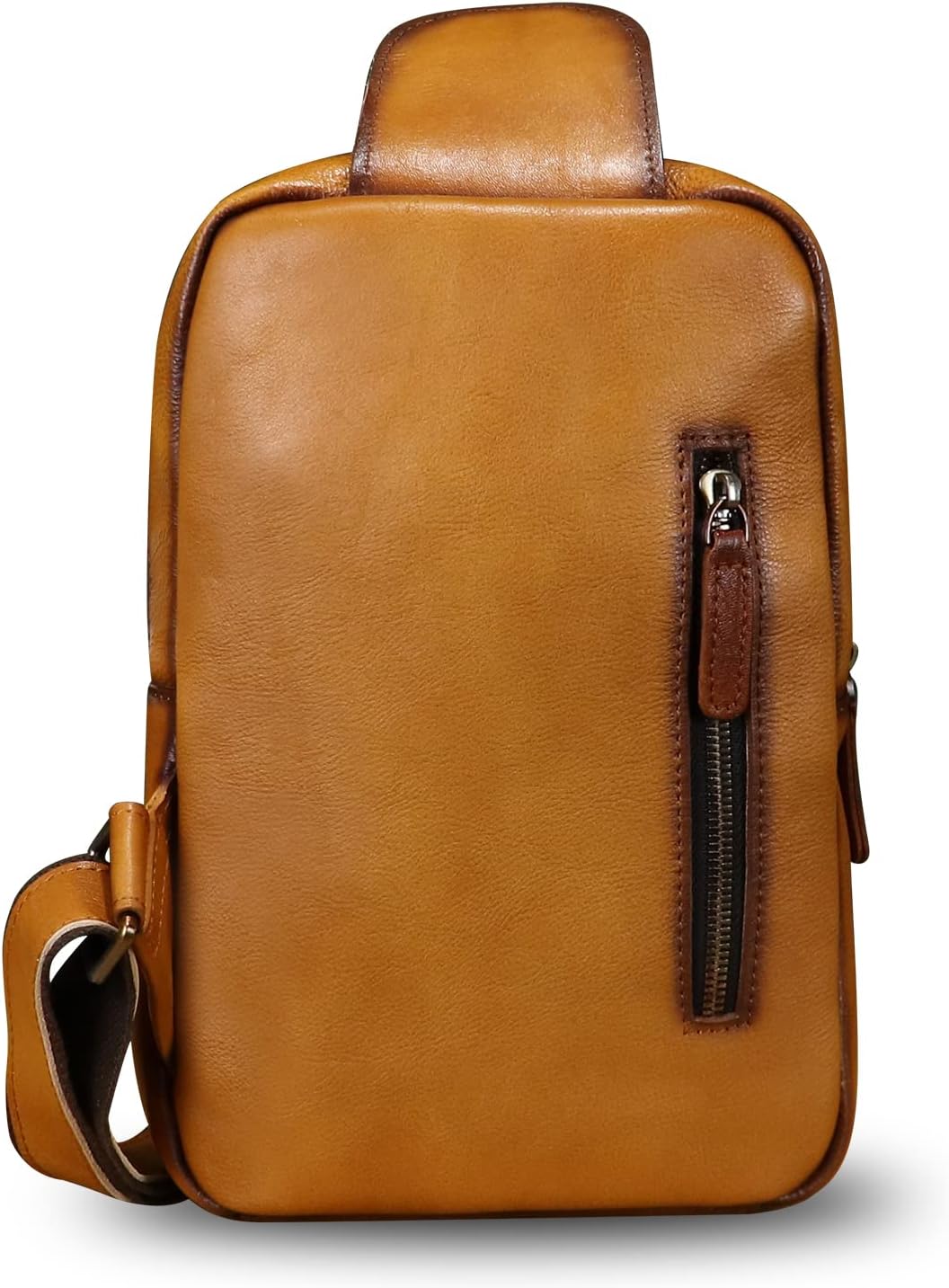 LRTO Genuine Leather Silng Bag for Men and Women Real Leather Sling Backpack Fashion Shoulder Crossbody Bag Chest Purse - Image 3