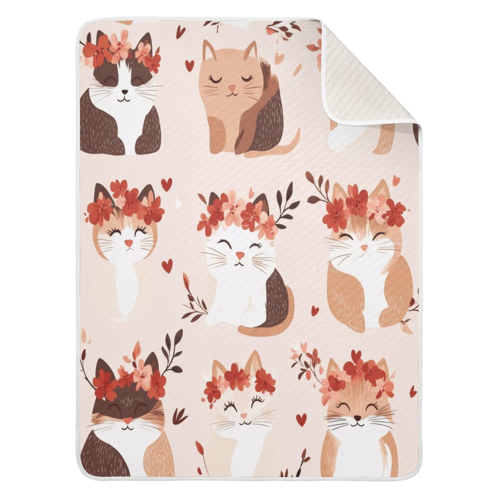 Burbuja Valentine Cats Baby Blanket for Boys Girls, Nursery Soft Warm Swaddling Receiving Baby Blankets, 30x40 in Toddler Blanket