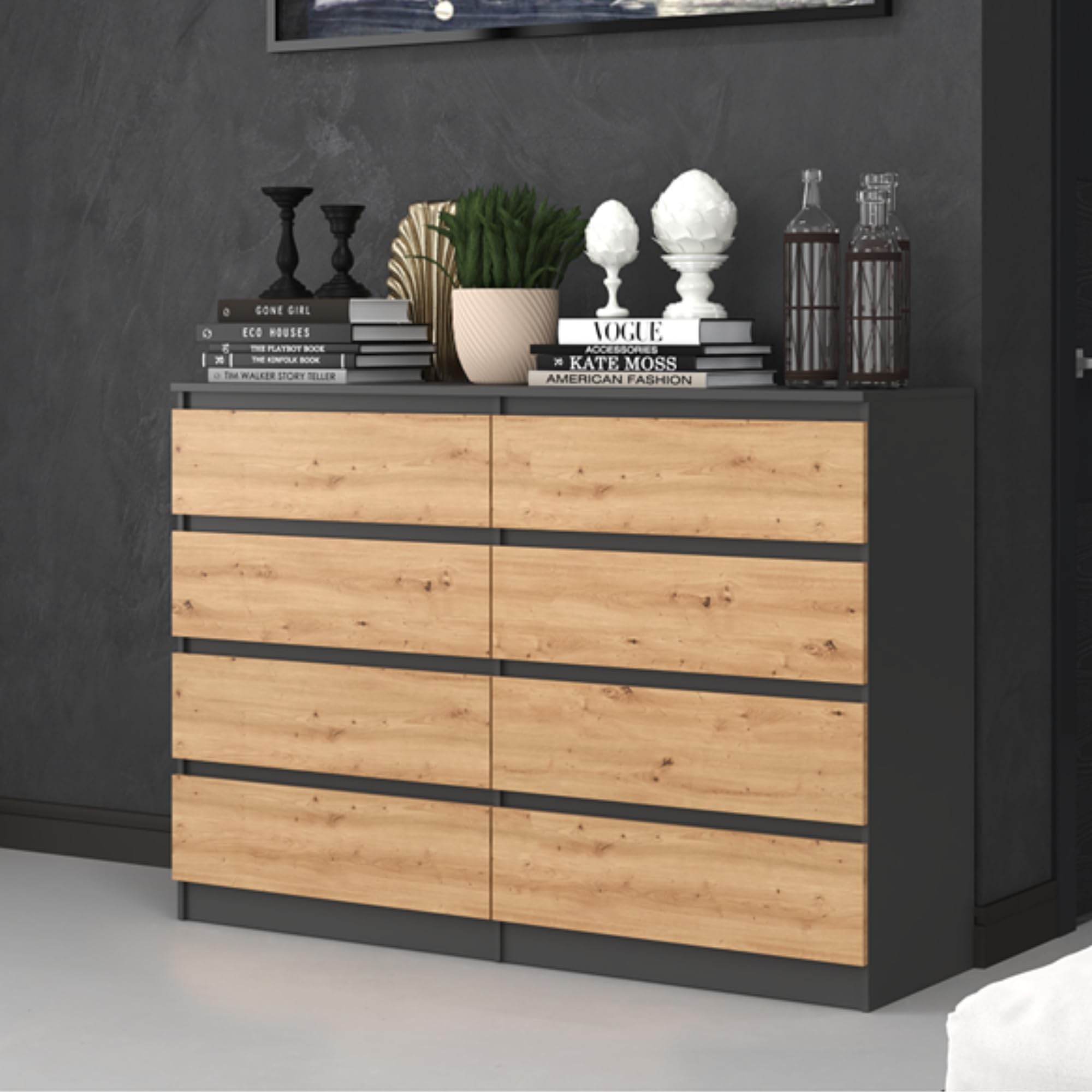 Commode AKORD K45 Wengé - Chêne Sonoma 110 cm 4 tiroirs