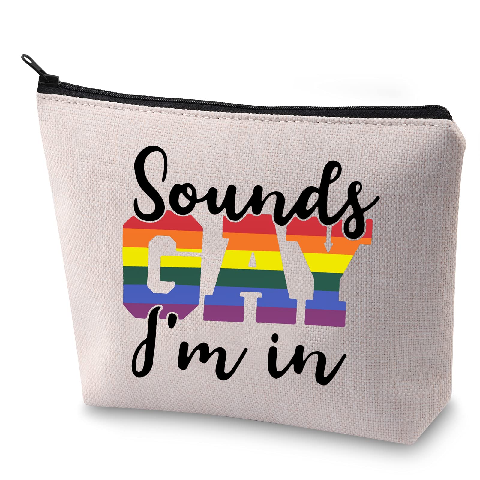 BLUPARK Gay Pride Gift LGBT Makeup Bag Sounds Gay I'm In Cosmetic Bag Funny Gay Gift (Sounds Gay I'm in)