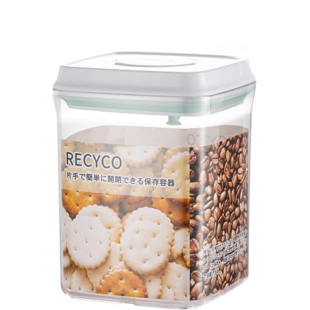 Amazon Recyco キャニスター 密閉容器 食品保存容器 プラスチック 密封 ポップアップコンテナ 片手で簡単開閉 湿気を防ぐ 透明 1500ml 冷凍ok 積み重ね収納便利 保存容器 キャニスター オンライン通販