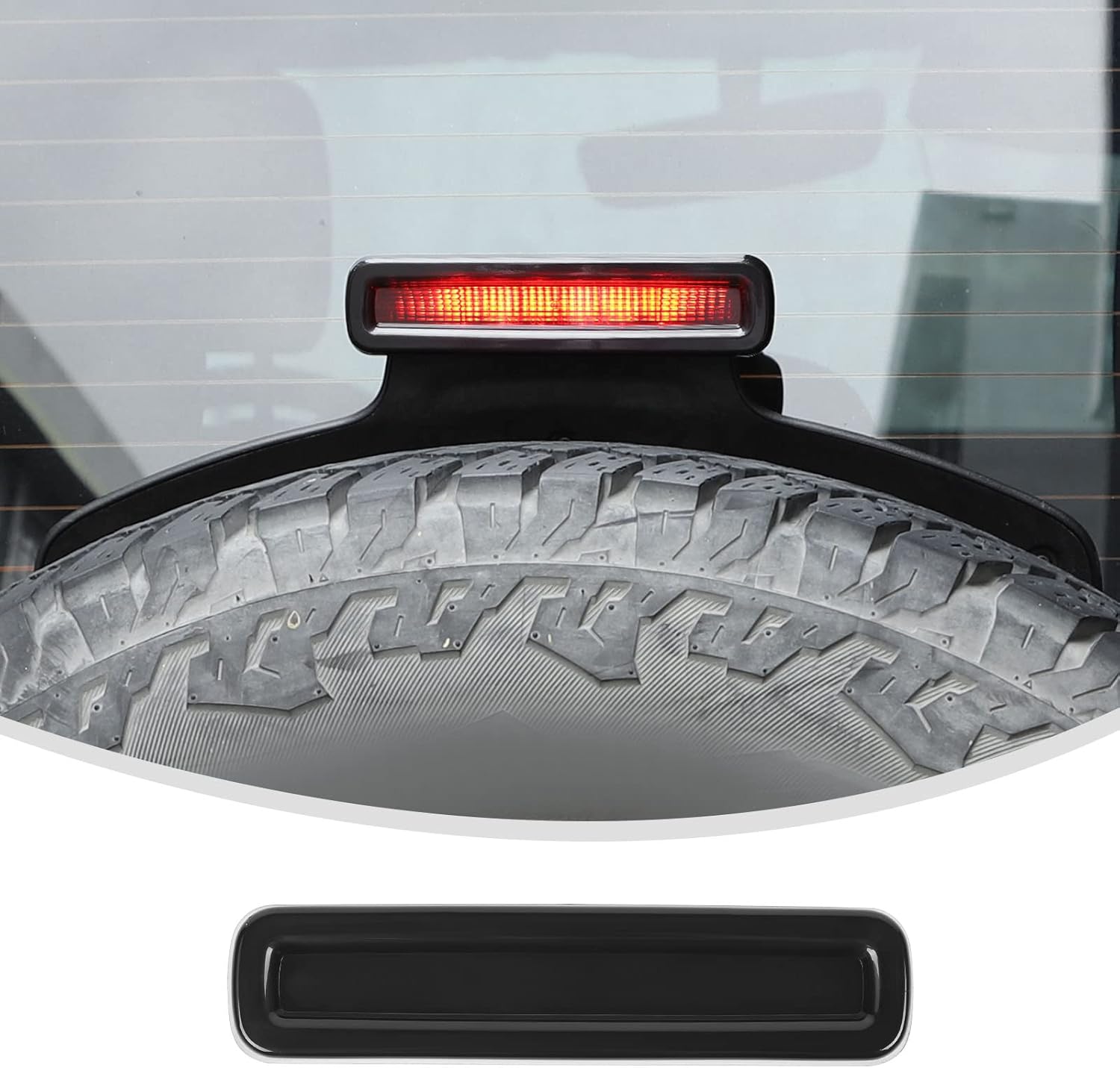 Linskip 3rd Brake Light Lamp Cover Compatible with 2018-2024 2025 Jeep Wrangler JL 4XE JLU, Rear High Centre Third Brake Guard Trim for Jeep Wrangler Accessories(Smoke Dark)