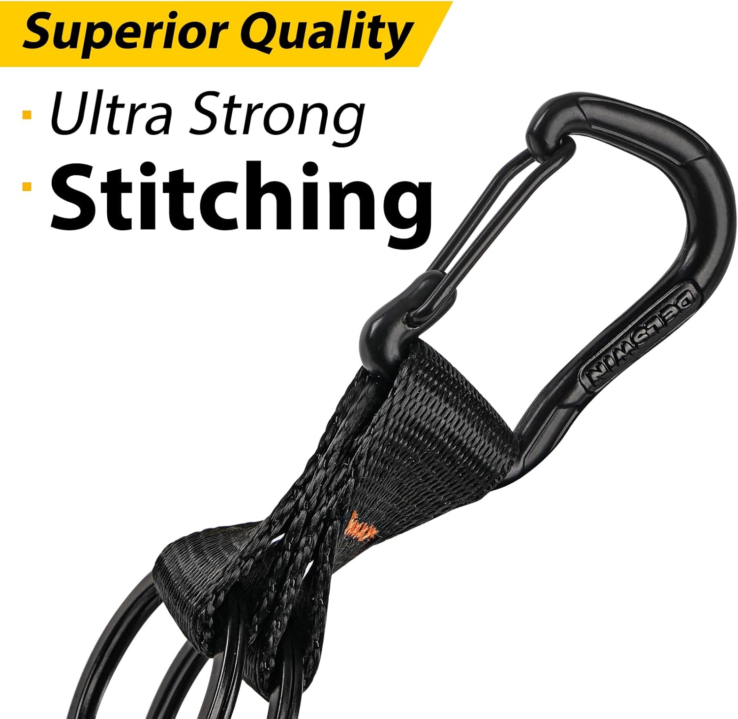 DELSWIN Black Keychain Lanyard, Heavy Duty Key Chains with Carabiner Clip, 2 Key Rings for Car Keys, Multifunctional Lanyards for Keys for Men and Women - Image 3