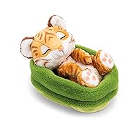 NICI Morbida tigre di peluche addormentata in un cestino, per coccole e giochi