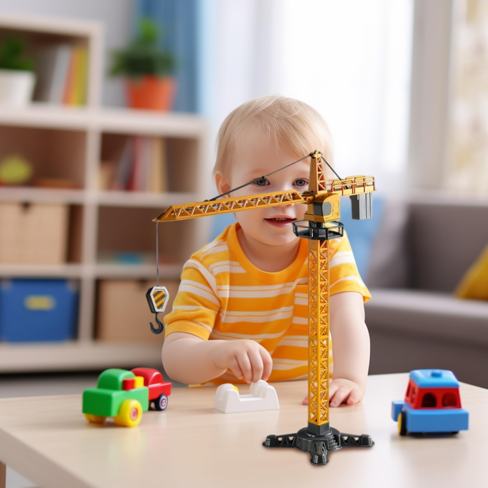 Jouet de Construction en Alliage de Grue, Ensemble Jeu Construction 16x15x2 Pouces, Jouet Grue Simulation réaliste, Jouets éducatifs pour Tout-Petits garçons et enfan