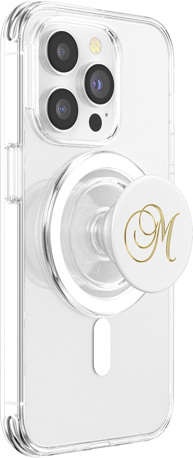 Letter M Golden. Initial M Golden On White Background PopSockets PopGrip: Swappable Grip for Phones & Tablets PopSockets MagSafe PopGrip for iPhone