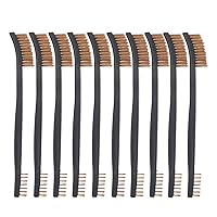 Vista 14 de Paquete de 10 cepillos de limpieza multiusos de doble punta para pistolas de 7 pulgadas, cepillos de cerdas de nailon de acero y latón (nailon)