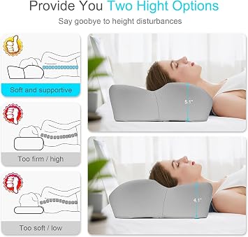Cervical Pillow for Neck Pain - Orthopedic Memory Foam Support