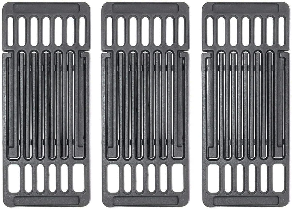PCBZ0B (3-Pack) 8 inch wide Adjustable Cast Iron Cooking Grate Replacement for BBQ Grills Gas Eletric Grills, Universal Cooking Grids Extend from 14" up to 20" L