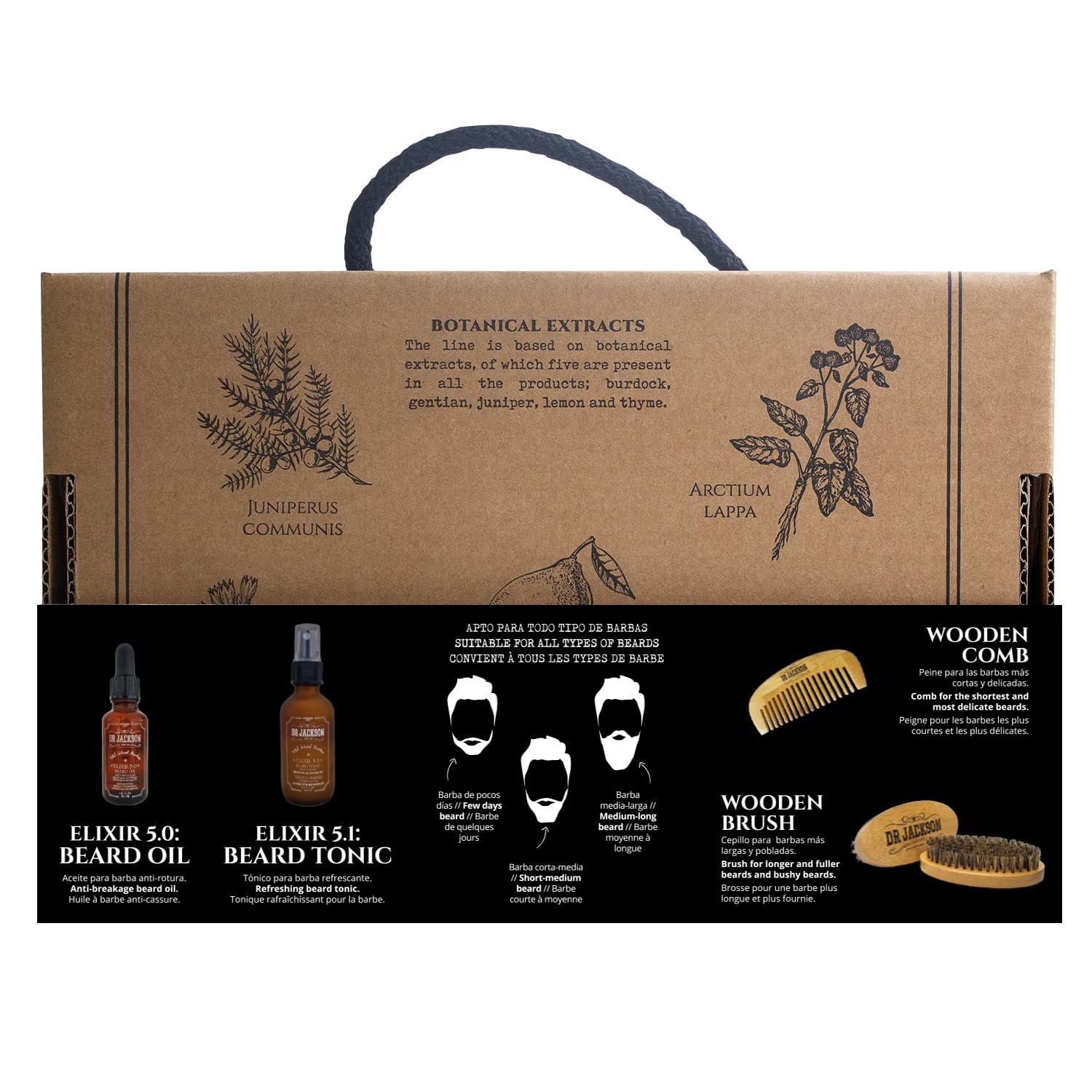 DR. JACKSON Kit Cuidado Barba Hombre con Balsamo Barba, Aceite para Barba Hombre y Cepillo Barba Hombre - Pack Regalo Hombre Cumpleaños - Kit Barba Hombre Aceite Barba Hombre Crece Barba