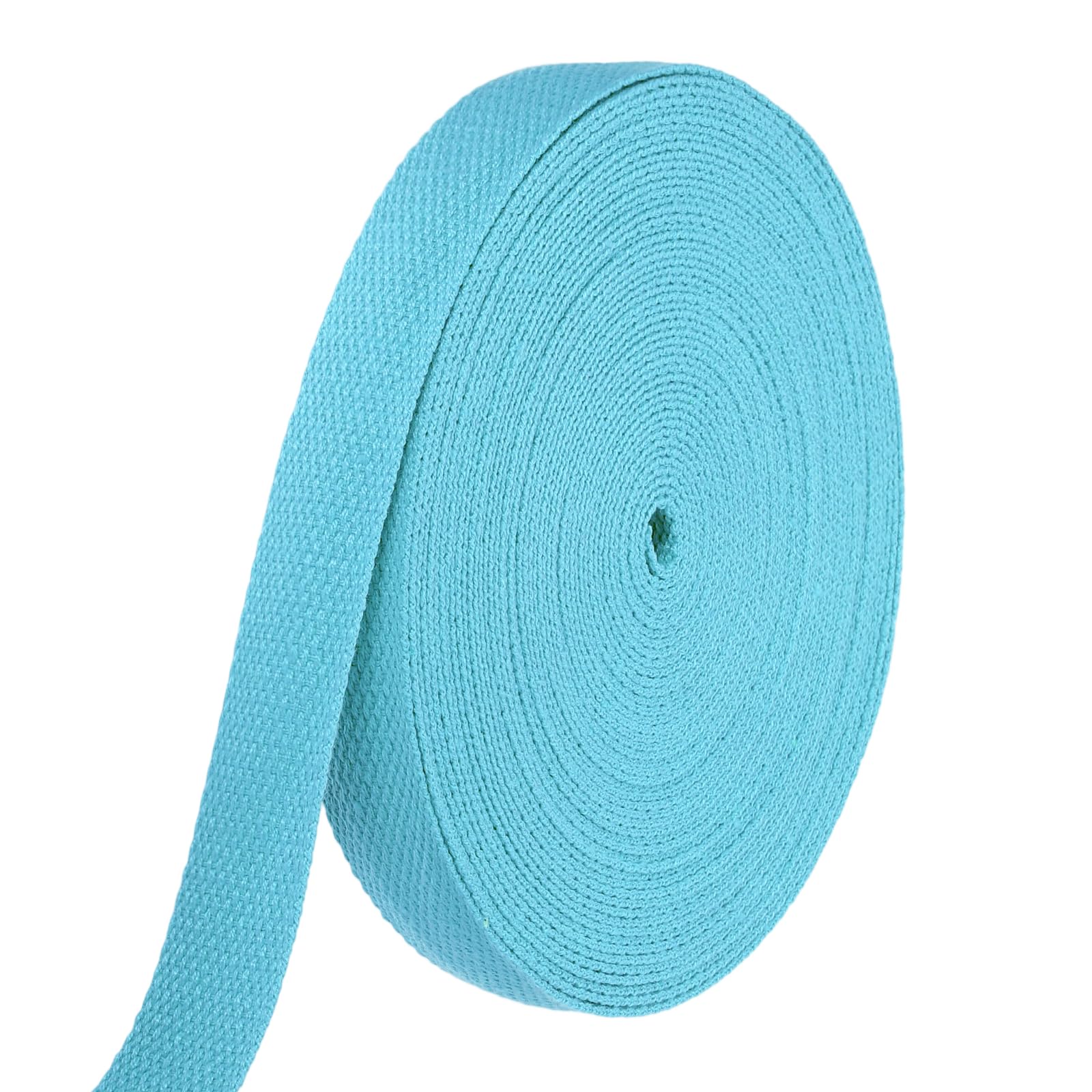 sourcing map Cotton Webbing 25mm x 14m (W x L) Polyester Cotton Weave Webbing Strap Twill Tape Ribbon for Art and Crafts Webbing Tote Bag Handles Cloth Belt Making Outdoor Supplies, Light Blue