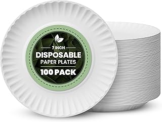 Vivo Technologies 100-Pack of 7-inch Disposable Paper Plates 18cm White ...