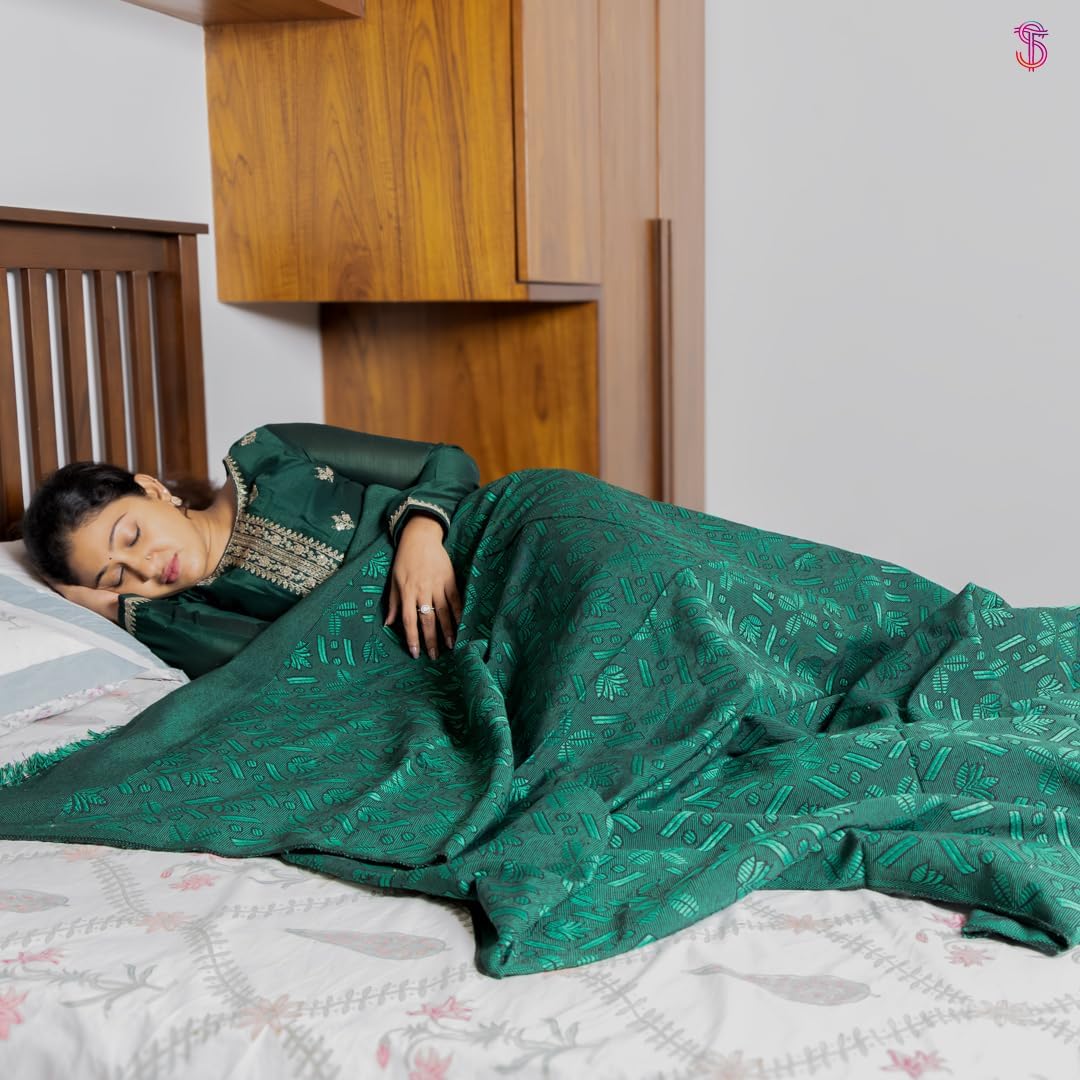 Single Size Blanket for Men and Women | AC Comforter/Chaddar | All Season | Size 60 x 90 Inches | Color Green | Pack of 1 Cotton Blanket
