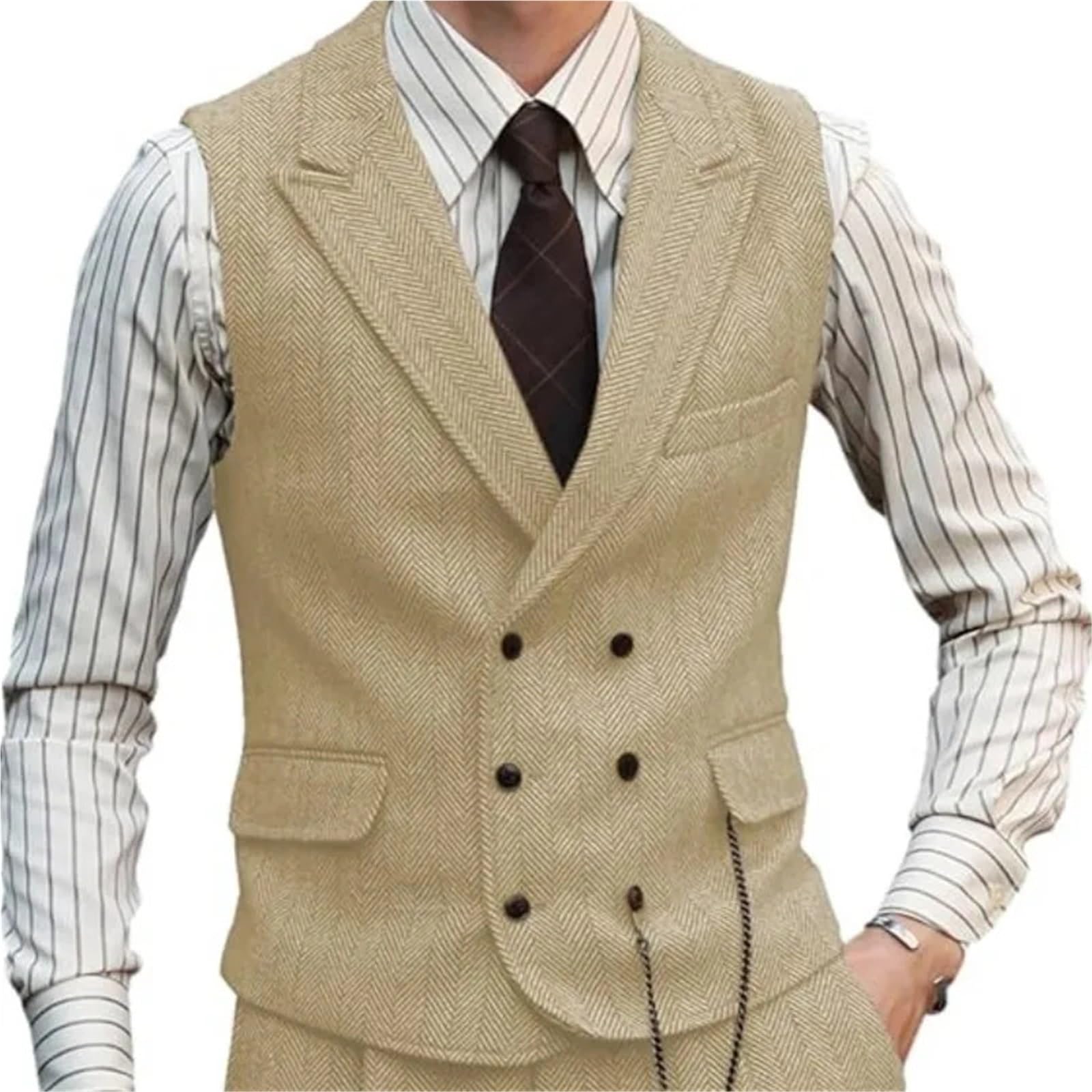 Gilet da uomo in pelle scamosciata marrone lavoro vintage regolare slim banchetto Per matrimoni, eventi aziendali
