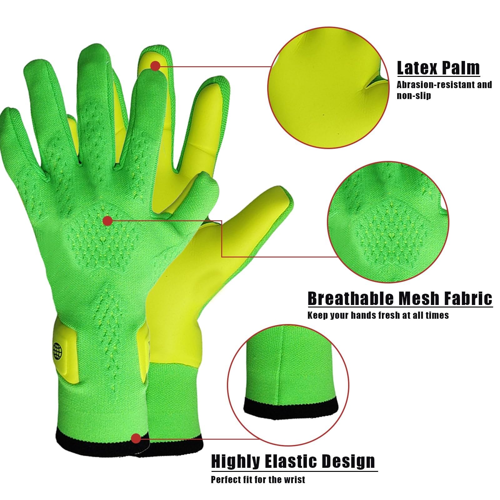 Gants De Football pour Jeunes, Gants De Gardien De But Professionnels, Gants De Gardien en Latex Antidérapants avec Protection des Doigts pour L'entraînement Et Les Jeux
