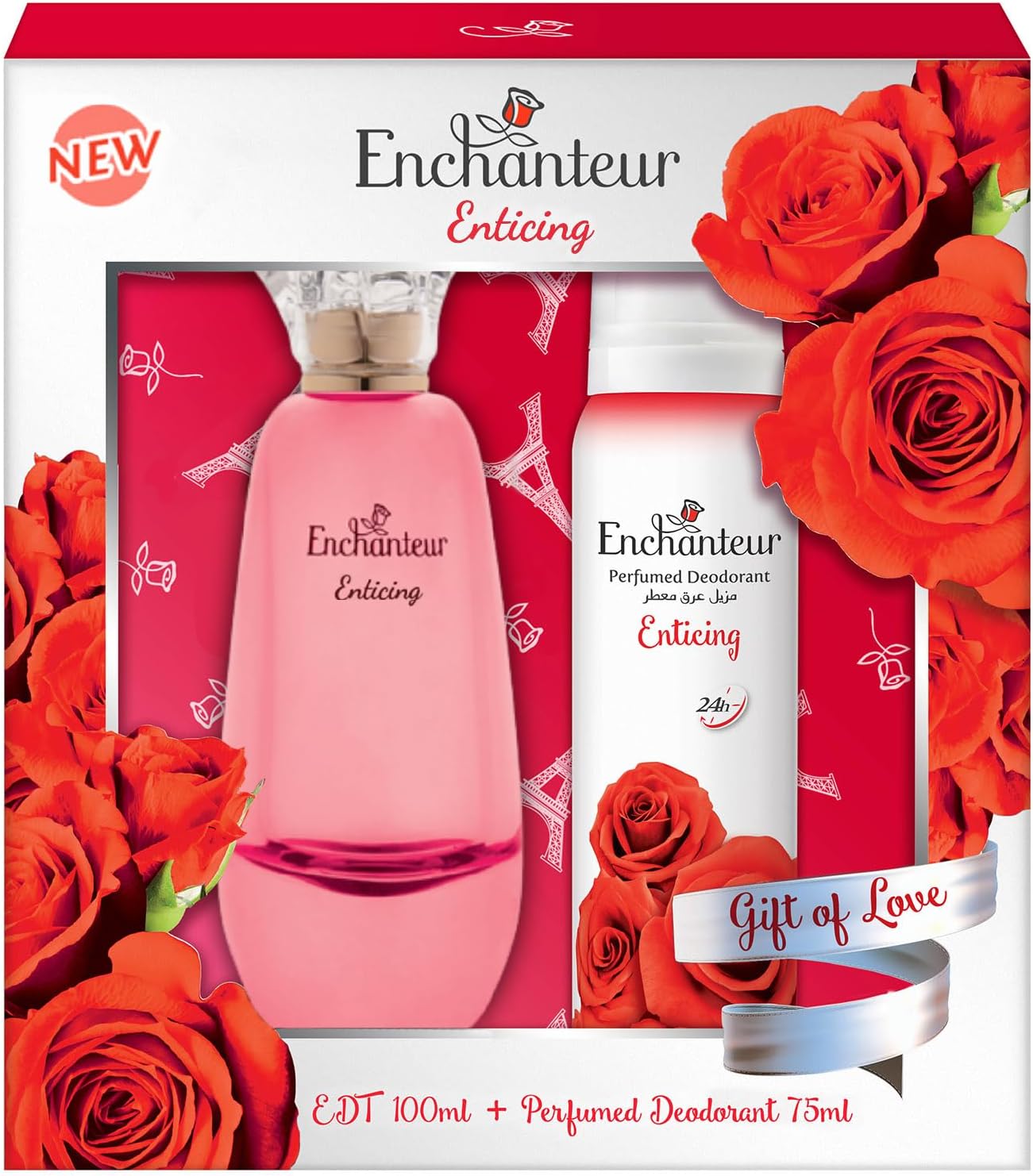 Enchanteur Enticing Giftpack Edt 100ml + Body Mist 75ml | Long Lasting Floral Fragrance | Perfect For Gifting Or Personal Use