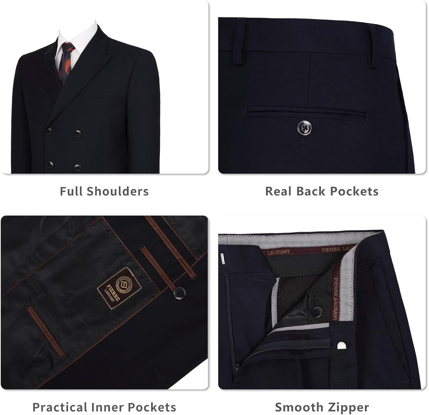 Amy Lorenzo Men's 2-Piece Classic Fit Double Breasted Peak Lapel Plaid Suit