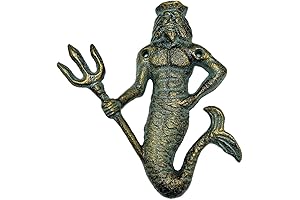 Decorative Cast Iron King of The Sea Hook: Coastal Decor for Marine Enthusiasts