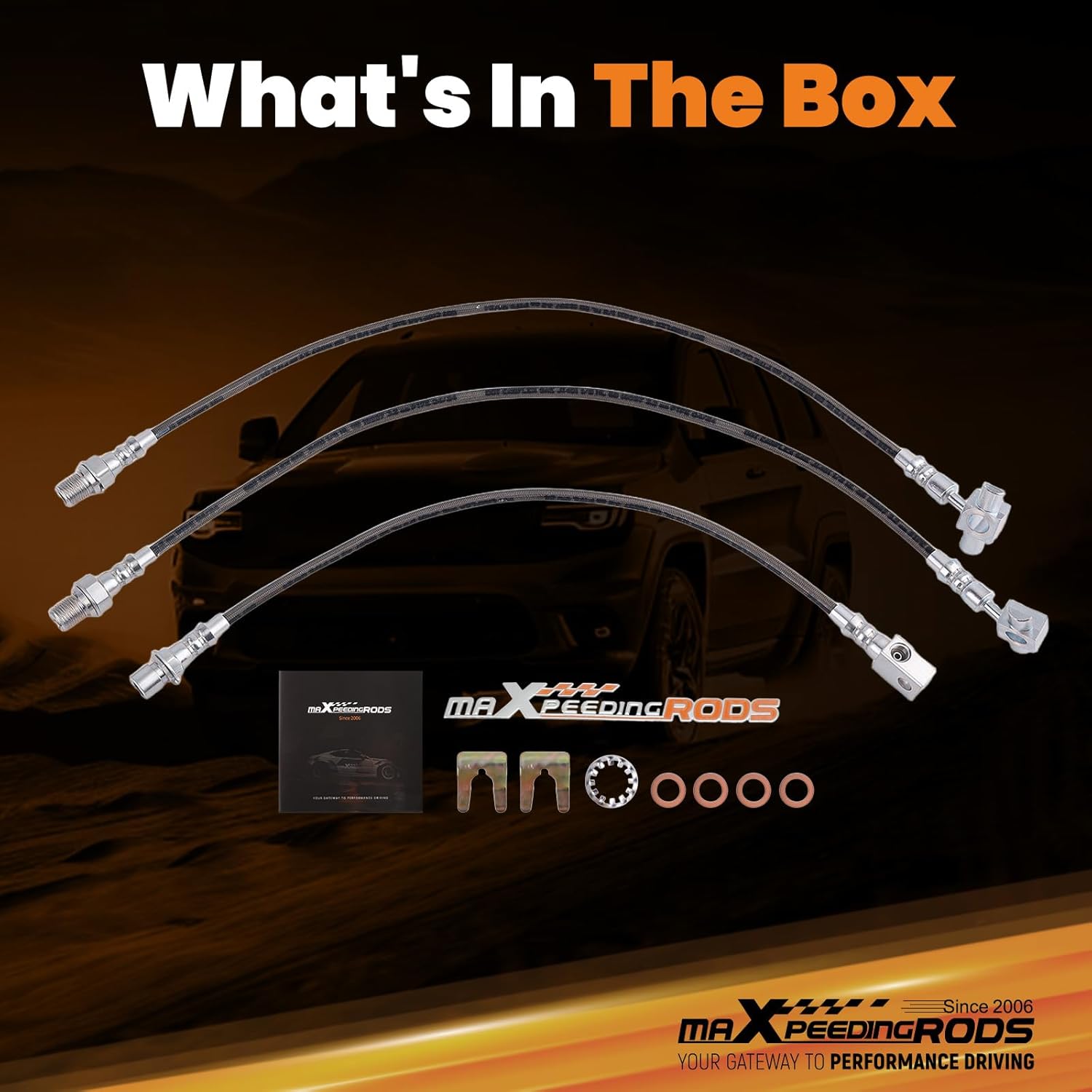 maXpeedingrods Extended Brake Lines for 1971-1991 Chevy C10/K10/C20/K20 Suburban Pickup, for GMC C15/K15/C25/K25 Pickup Suburban, Stainless Steel Front & Rear for 4-6'' Lifted Vehicles, DOT Approved