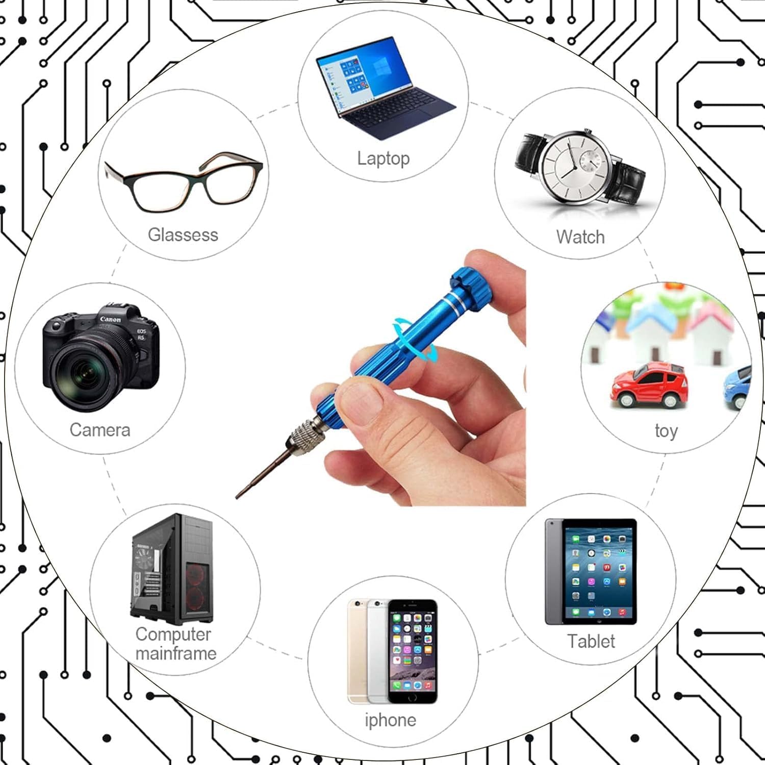 Screwdriver for Eyeglass Repairing, 5 In 1 Mutifuntional Precision Screwdriver Set for Sunglasses,Watch, Laptop, Electronics, Cellphone and Jewelry - Magnetic Bits
