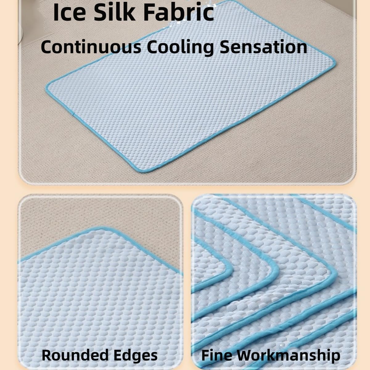 Cooling Mat for Pets Cats Foldable Washable Cooling Blanket Dog Bed Cold Animals Mattress Pets for Summer Keep Your Pet Cool in Summer (60 x 80 cm, Grey)