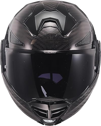 LS2 FF901 Advant X Carbon Black Modular 180° Flip Front Dual Visor Full Face Motorbike Helmet Sport. ECE 22.06 Certified. Complete With Pinlock and Luxury Camo Backpack Style Carry Bag - XL (61-62cm) - 4