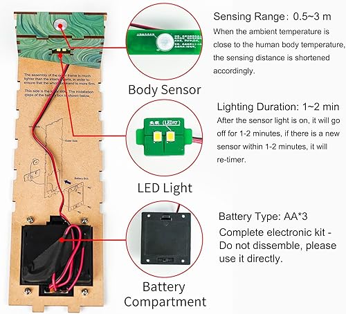 Miniatura 6 de Kit de rincón de libro, kit en miniatura de libro de bricolaje, rompecabezas de madera 3D, kit de sujetalibros con sensor de cuerpo humano, luz LED