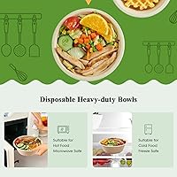 Vista 4 de ECOLipak Paquete de 150 cuencos de papel desechables compostables, 16 onzas de bagazo biodegradable, cuencos de sopa de caña de azúcar ecológicos