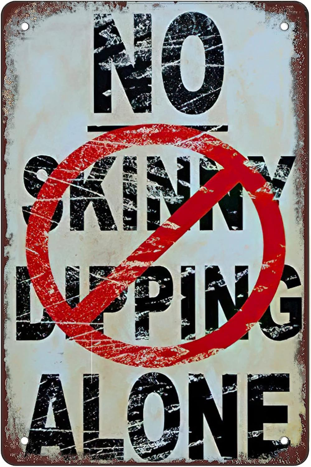 SMAZDFXX Pool Rules Sign For Outdoor, Backyard Swimming Pool Sign, No Skinny Dipping Alone Metal Tin Sign Funny and Decor for Lake, Pool and Beach House Under 5.5"x8"