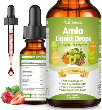 Organic Amla Liquid Drops, Indian Gooseberry Amla Superfruit Extract 1000mg