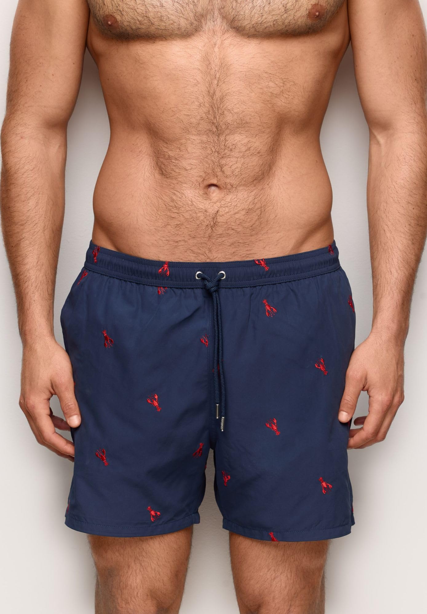 YAMAMAY - Costume Boxer con Tasche Laterali, Uomo, Sea Club, Blu Notte, Ricamato