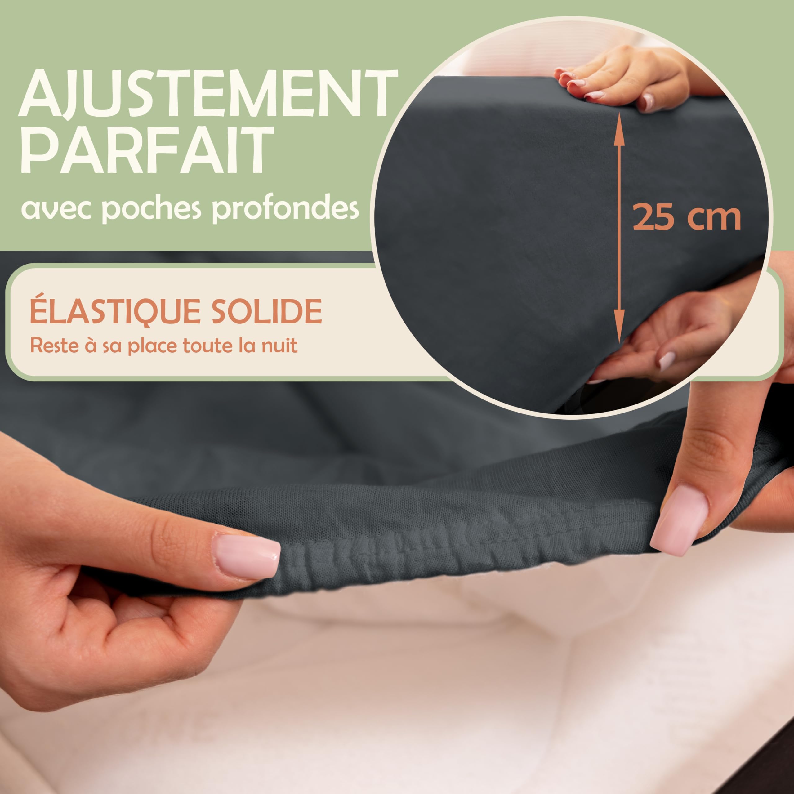 Drap-Housse en Microfibre Brossée 140x200 cm Gris Anthracite – Hypoallergénique