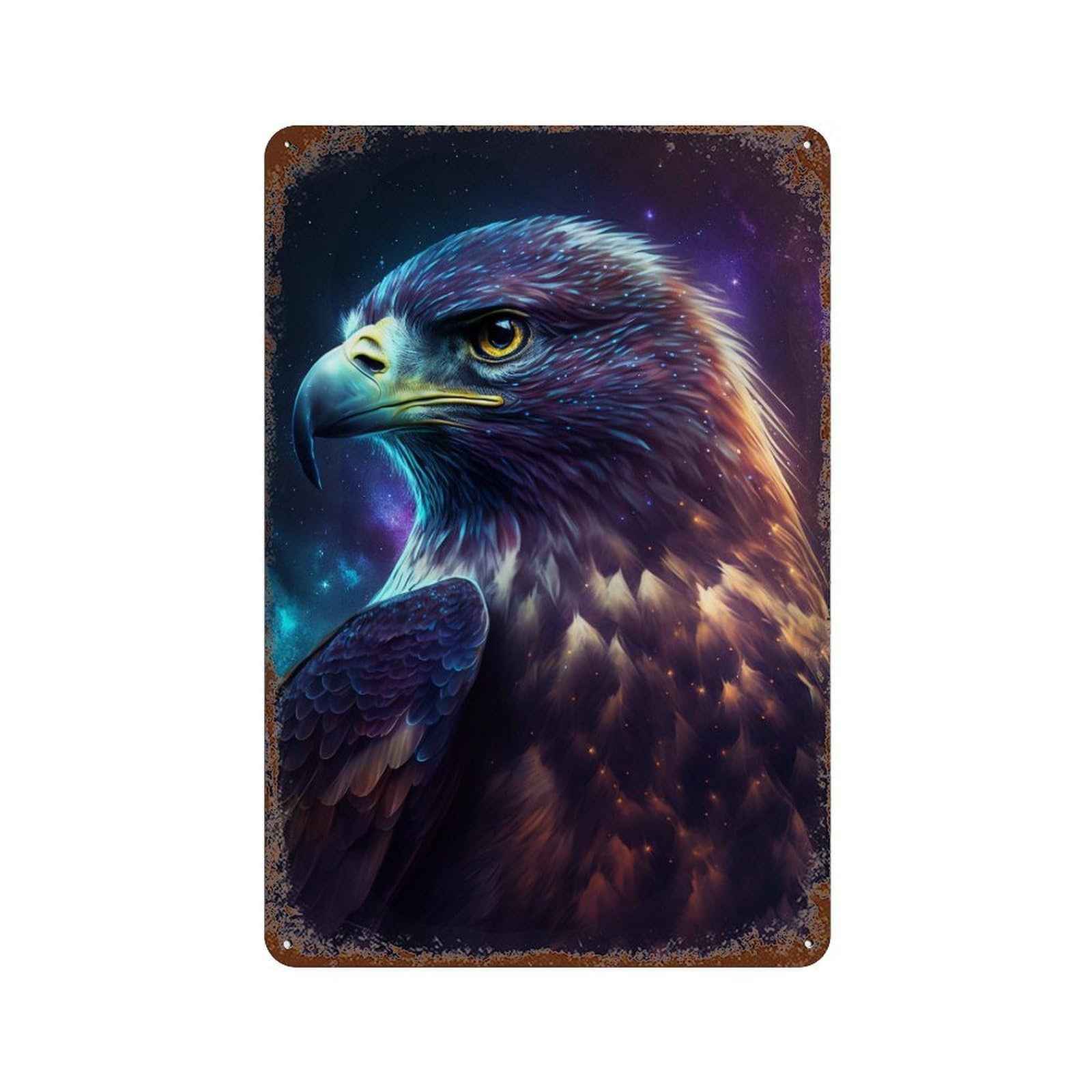 Rust Effect Eagle Fantasy Art Print-4 Retro Metal Sign 11.8"x7.9", Novelty Wall Decor for Bistro, Counter And Cafe Decor