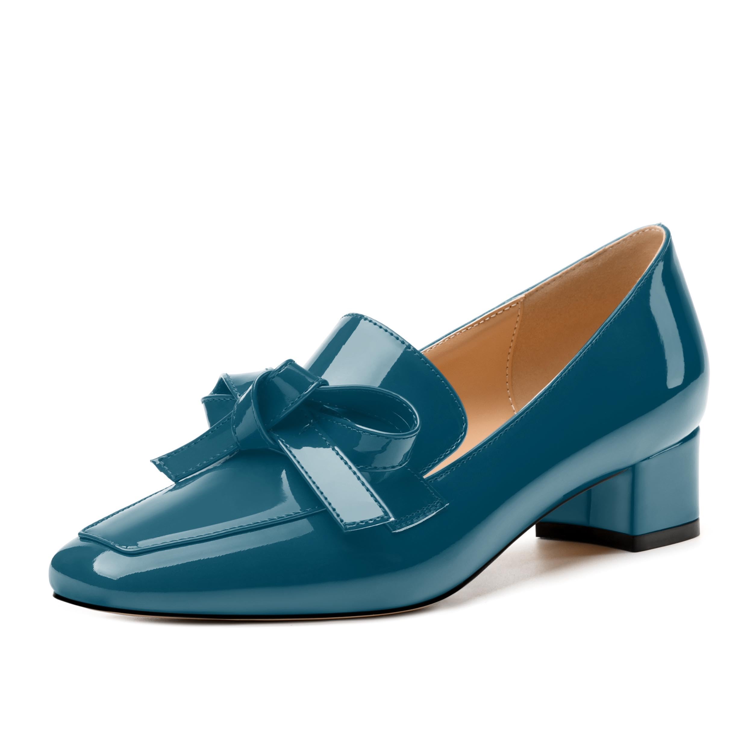 Womens Loafer with Heel, Comfortable Chunky Heels for Women, Loafers Shoes with Bowknot Womens Bunion Dress Shoes