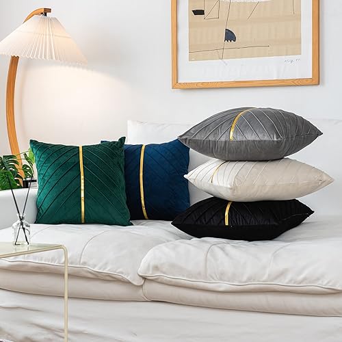 Miniatura 5 de WACOMECO Fundas de almohada de terciopelo, paquete de 2 fundas de cojín decorativas doradas suaves para sofá, sala de estar, decoración del hogar,