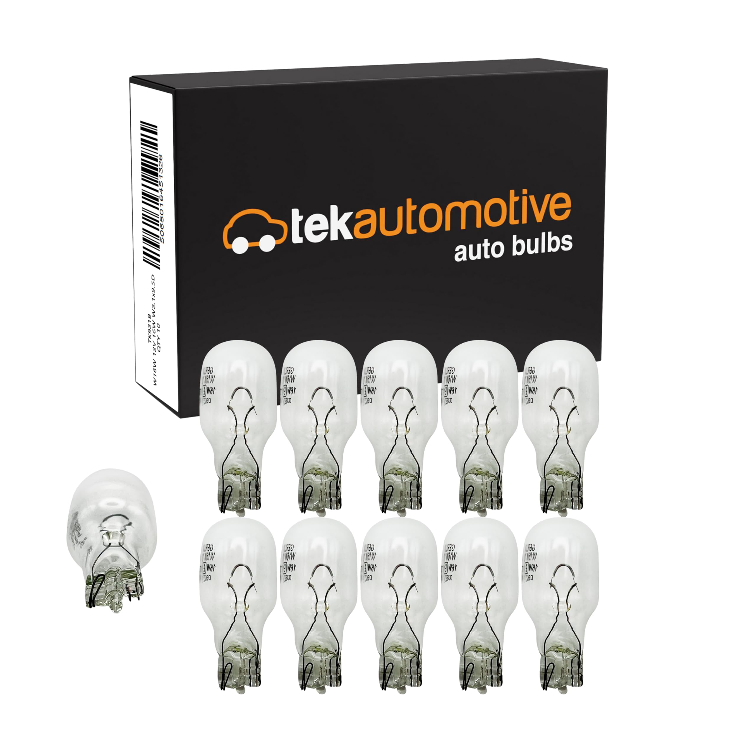 955 W16W Bulb, Brake Light Bulbs, Reverse Light Bulb, Tail, Indicator, Fog, High Level Brake Light, 921B 12V 16W W2.1x9.5D Capless - Box of 10