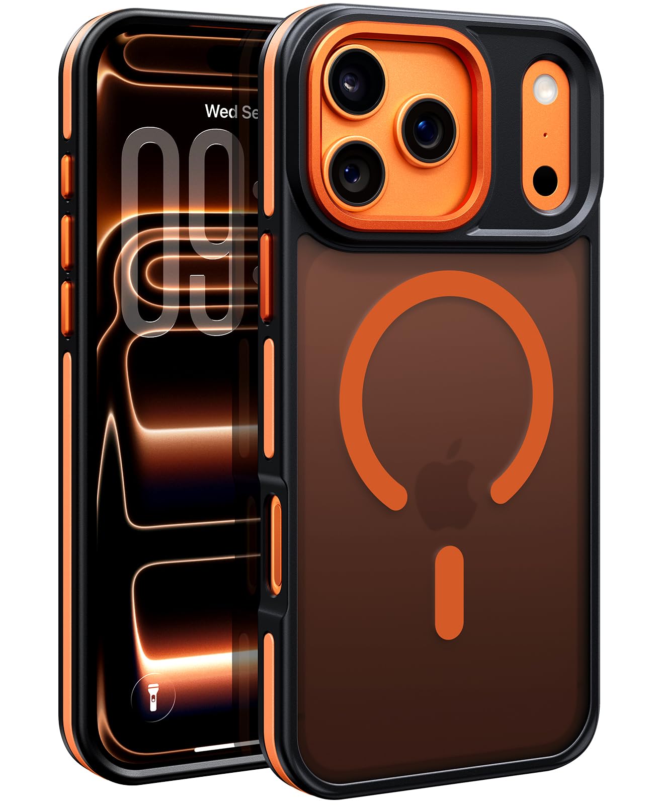 BENTOBEN Magnetic for iPhone 17 Pro Max Case 2025 [Compatible with Magsafe] [Military-Grade Protection] Matte Women Men Anti-Slip Shockproof Bumper Phone Cases for 17 Pro Max 6.9", Cosmic Orange/Black
