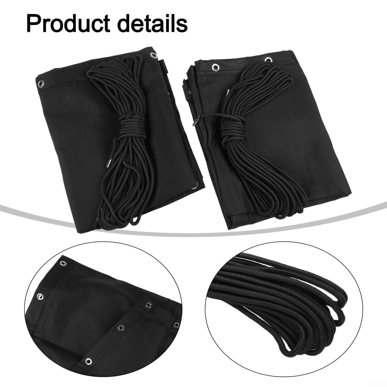 Panno di ricambio nero per sedia a dondolo sospesa, 64 x 197 x 23 cm, tessuto in textilene da esterno, facile da installare, copertura per mobili da giardino (2 pezzi senza tasche)