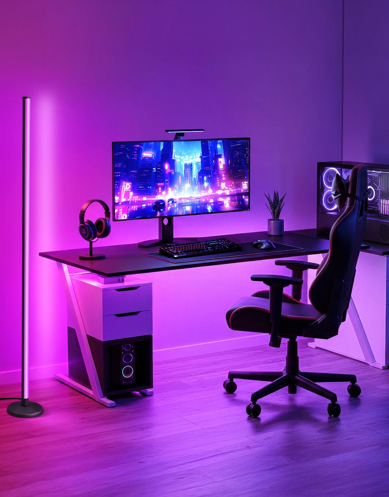 OUTON Lampada da Terra LED 2-Pezzi, RGBIC Dimmerabile Piantana con Telecomando e Controllo APP, 16 Milioni di Colori, Sincronizzazione Musicale, Timer, per Soggiorno, Camera, Giochi
