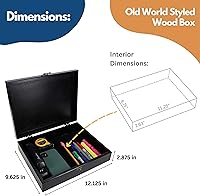 Vista 5 de WE Games Caja del tesoro grabada personalizada con tapa y pestillo de latón, color negro teñido