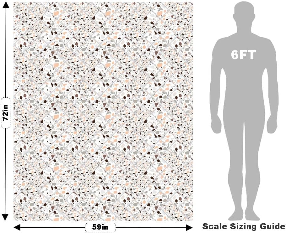 Rwraps Terrazzo Tile White Gloss Vinyl Film Wrap 59in x 19ft Vinyl Vehicle Car Film Sheet Roll