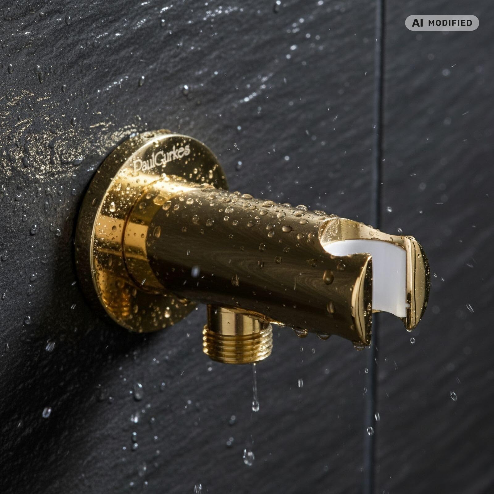 Soporte de pared para alcachofa de ducha, color dorado